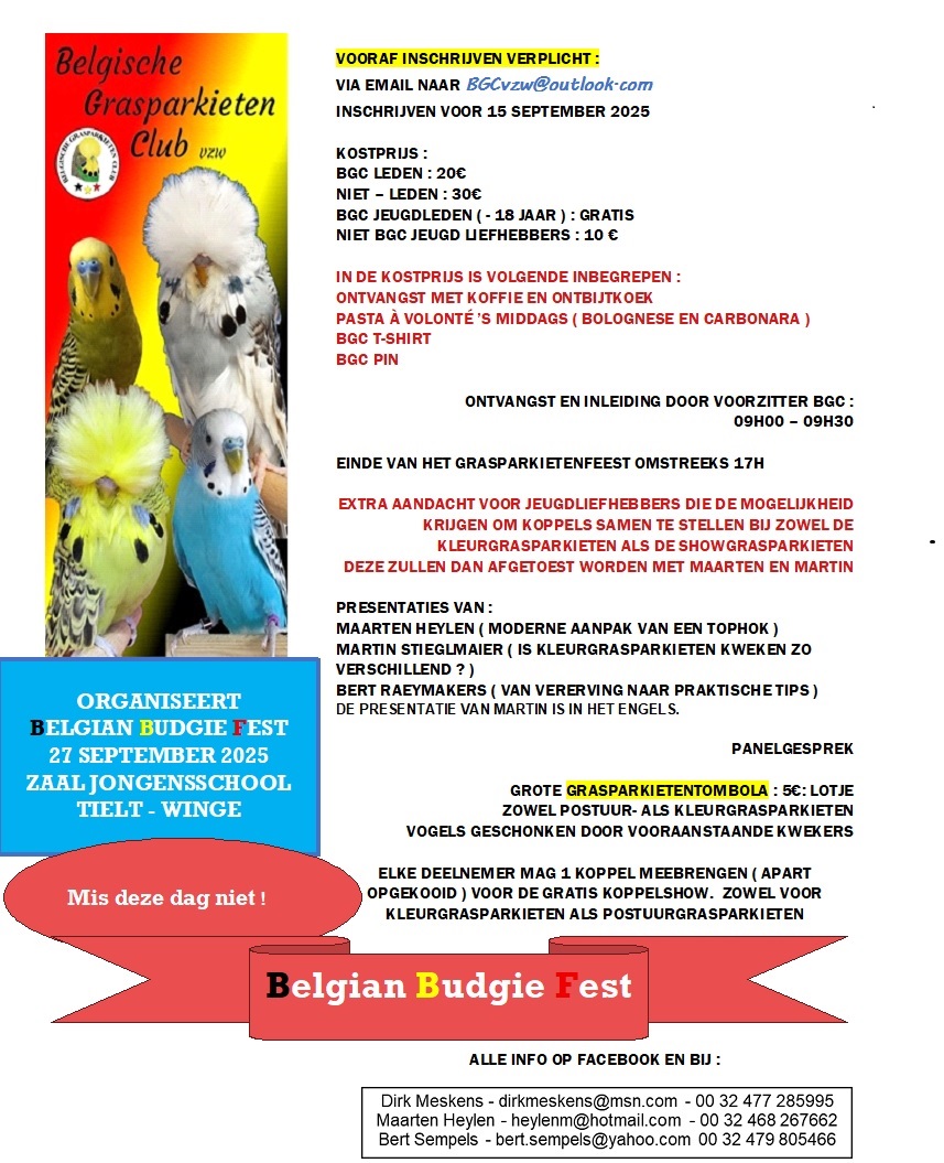 BGC Belgian Budgie Fest 2025